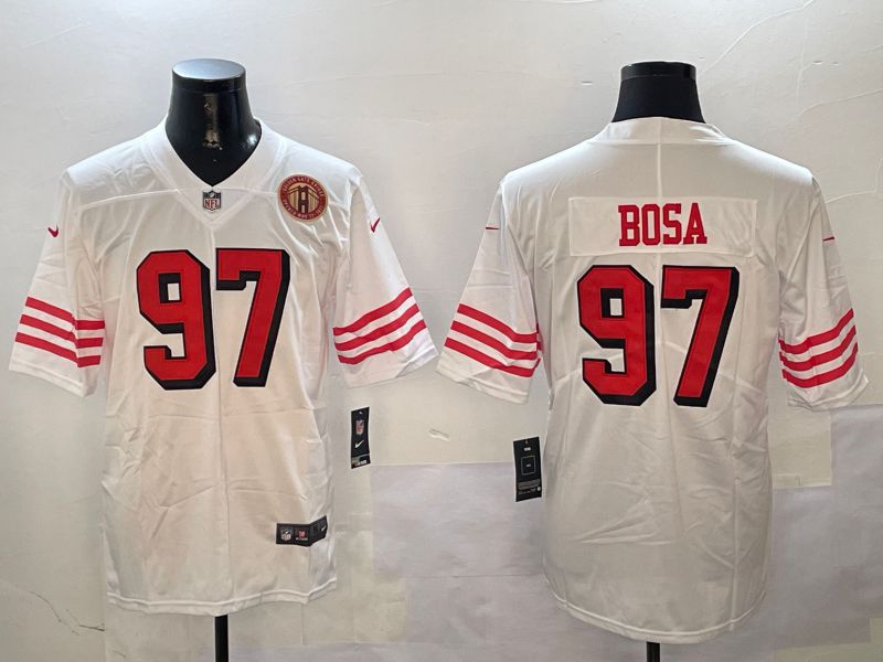 Men San Francisco 49ers 97 Bosa White Throwback 2024 Nike Limited NFL Jersey style 01044